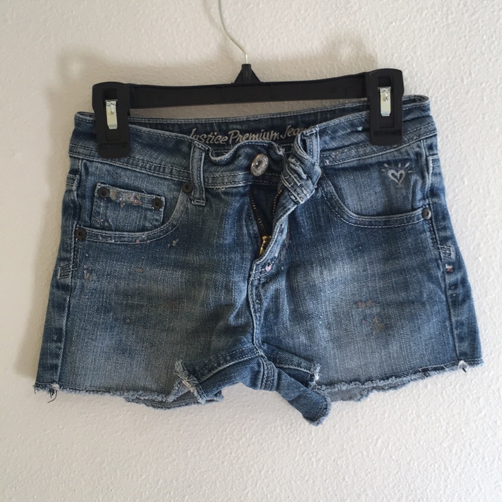 Distressed jean shorts
